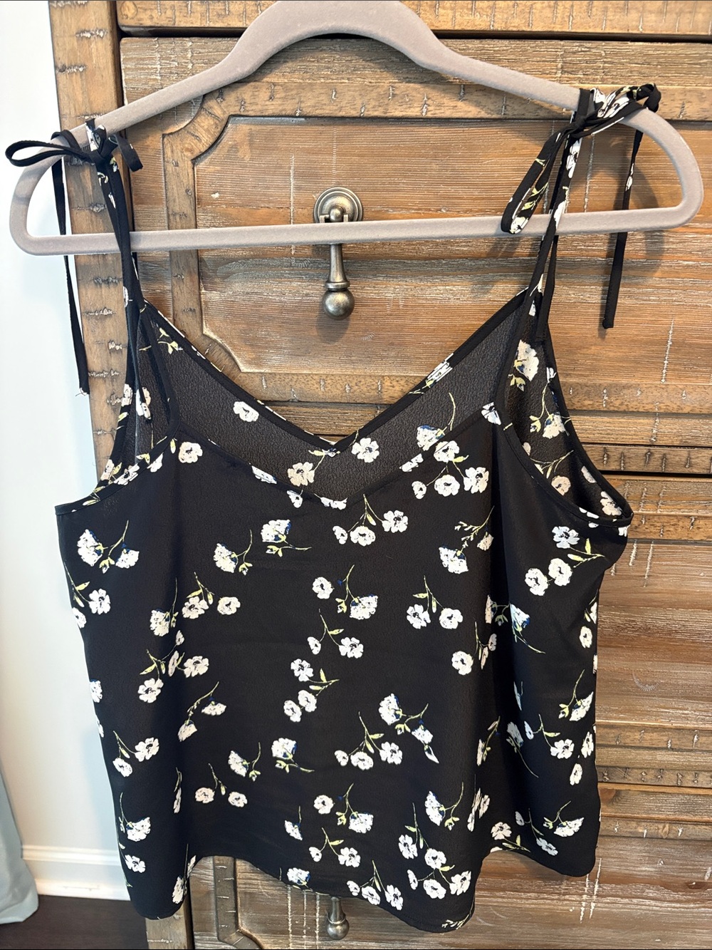 Sanctuary Tie-Shoulder Black Floral Cami Top - Picture 3 of 3